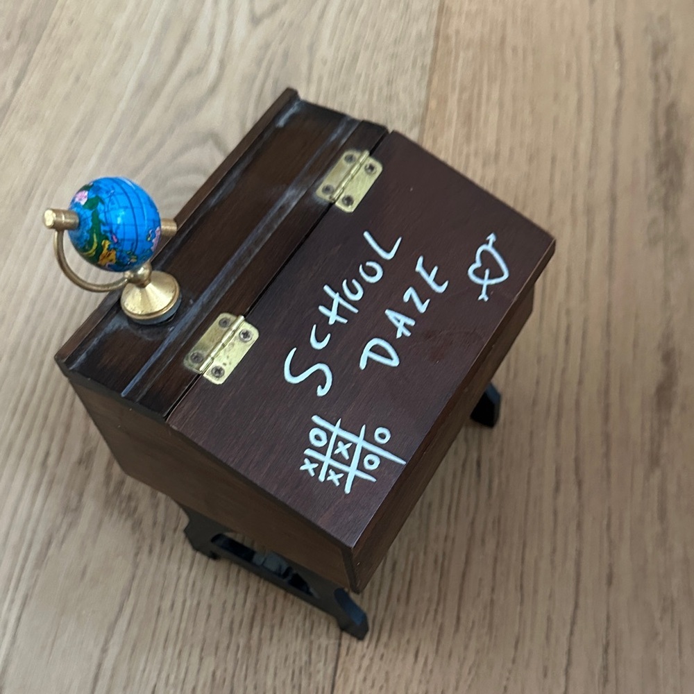 Miniature Wooden School Desk with Globe song